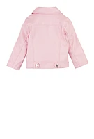 Toddler Girls Faux Leather Moto Jacket, Pink,