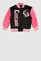Toddler Girls Destination Graphic Varsity Jacket, 3T