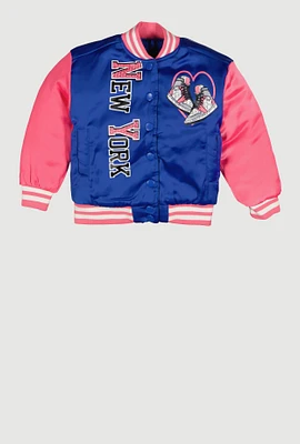 Toddler Girls Destination Graphic Varsity Jacket,