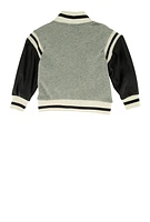 Toddler Boys Royalty Chenille Patch Graphic Varsity Jacket, Grey, Size 4T