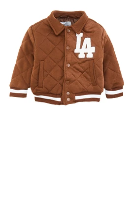 Toddler Boys Quilted Bomber Jacket, Brown, Size 2T