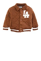 Toddler Boys Quilted Bomber Jacket, Brown, Size 2T