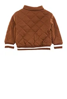 Toddler Boys Quilted Bomber Jacket, Brown, Size 2T