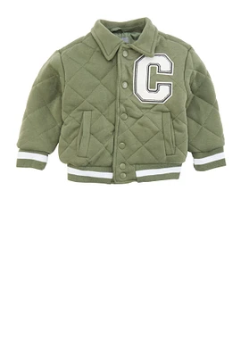 Toddler Boys Quilted Bomber Jacket, Green, Size 3T