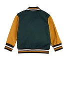 Toddler Boys H Initial Chenille Patch Varsity Jacket, Green, Size 4T