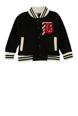 Toddler Boys B Initial Chenille Patch Graphic Varsity Jacket, 2T