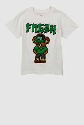 Toddler Boys Chenille Fresh Bear Graphic Tee, White, Size 2T