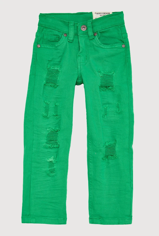 Toddler Boys Patch and Repair Skinny Jeans, Green, Size 2T