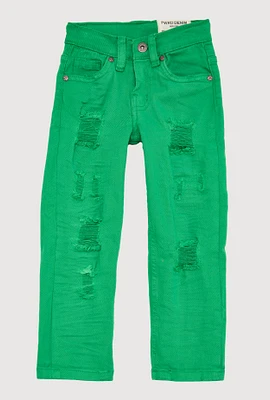 Toddler Boys Patch and Repair Skinny Jeans, Green, Size 2T