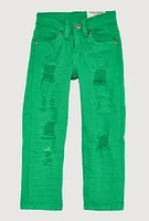 Toddler Boys Patch and Repair Skinny Jeans, Green, Size 2T