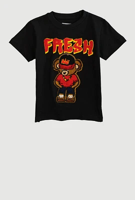 Toddler Boys Fresh Bear Chenille Graphic Top, Black, Size 2T