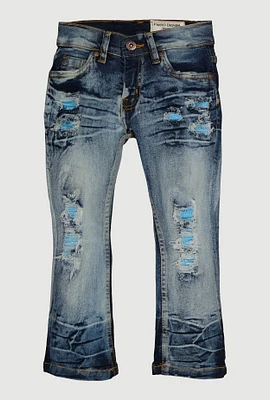 Toddler Boys Patch and Repair Distressed Jeans, Blue, Size 2T