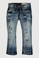 Toddler Boys Patch and Repair Distressed Jeans, Blue, Size 2T