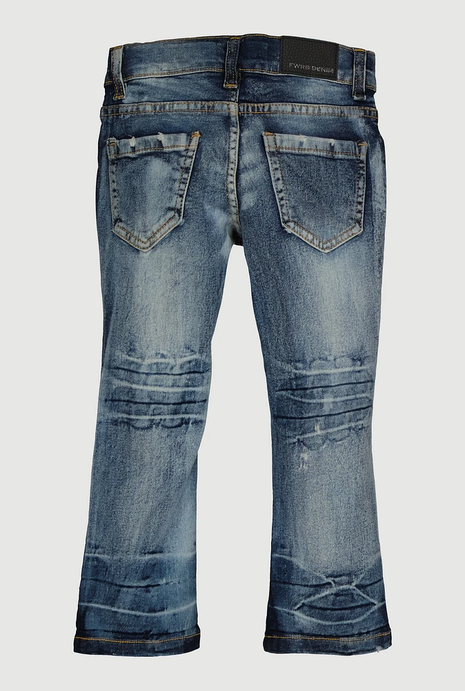 Toddler Boys Patch and Repair Distressed Jeans, Blue, Size 4T