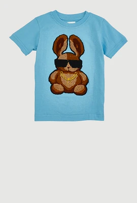 Toddler Boys Chenille Bunny Graphic Tee, Blue, Size 2T