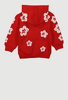 Toddler Boys Floral Print Pullover Hoodie, Red, Size 2T