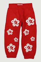 Toddler Boys Floral Print Joggers, Red, Size 3T