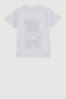 Toddler Boys Chenille Bear Graphic T Shirt, White, Size 3T