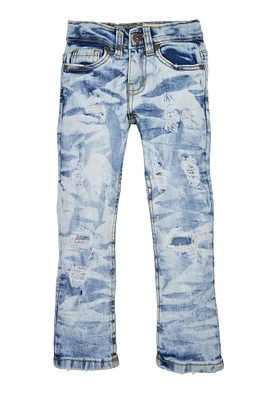 Toddler Boys Acid Wash Distressed Jeans, Blue, Size 3T