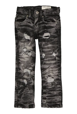 Toddler Boys Whiskered Distressed Jeans, Black, Size 2T