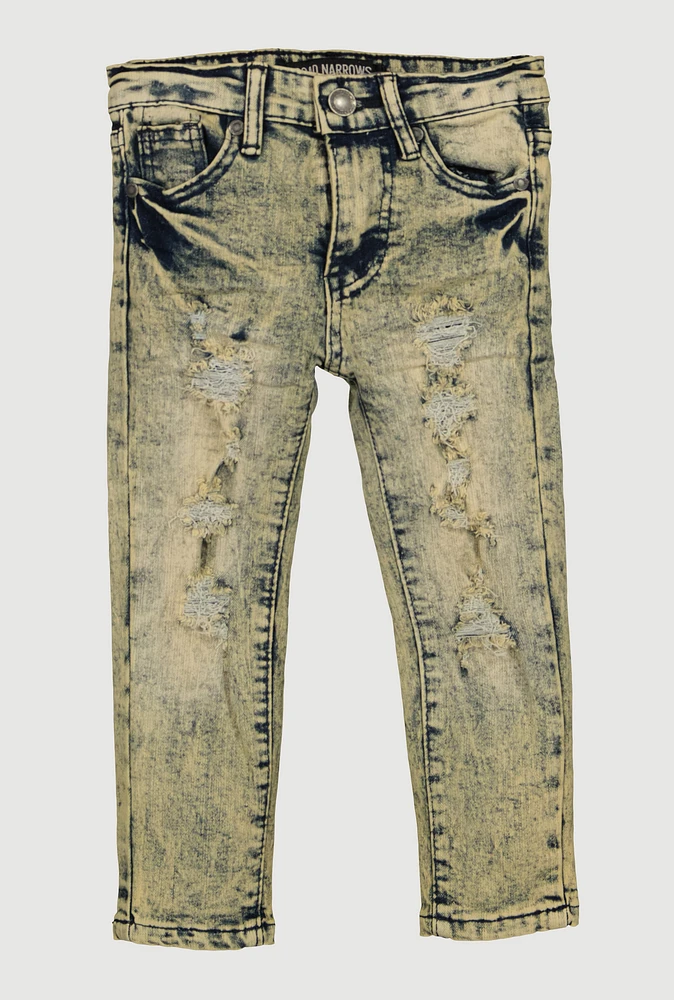 Toddler Boys Mineral Wash Distressed Jeans, Multi, Size 2T