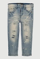 Toddler Boys Distressed Whiskered Faded Jeans, Blue, Size 2T