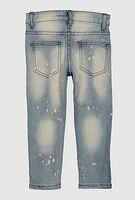 Toddler Boys Distressed Whiskered Faded Jeans, Blue, Size 3T