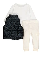 Baby Girls 12-24M Love Tee with Metallic Vest and Joggers, White, Size 12M