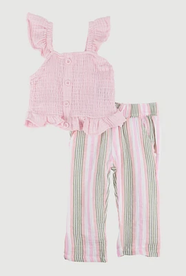 Baby Girls 12-24M Peplum Top and Striped Pants, Multi, Size 24M