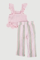 Baby Girls 12-24M Peplum Top and Striped Pants, Multi, Size 24M