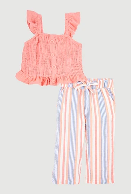 Baby Girls 12-24M Peplum Top and Striped Pants, Multi,