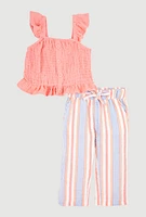 Baby Girls 12-24M Peplum Top and Striped Pants, Multi,