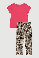 Baby Girls 12-24M Mom Is My Queen Graphic Tee and Leggings, Pink, Size 12M
