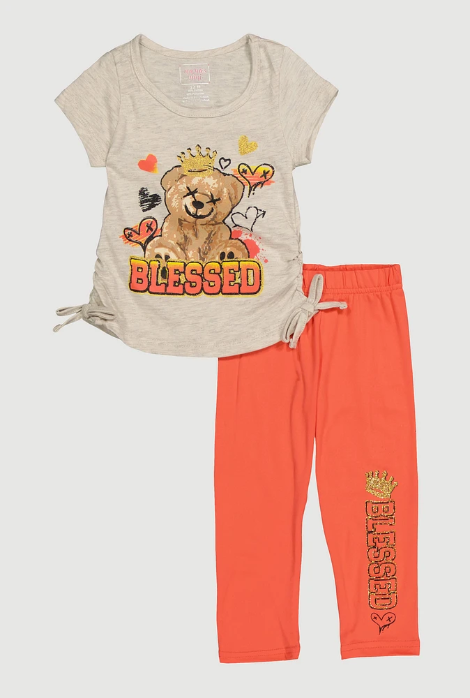 Baby Girls 12-24M Blessed Glitter Graphic Top and Leggings, Orange, Size 18M