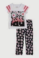 Baby Girls 12-24M Love Glitter Graphic Tee and Daisy Leggings, Multi, Size 24M