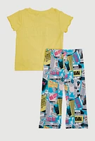 Baby Girls 12-24M Fierce Glitter Graphic Tee and Pants, Yellow,