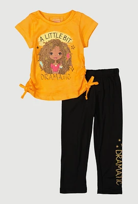 Baby Girls 12-24M A Little Dramatic Glitter Graphic Top and Leggings, Orange,