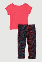 Baby Girls 12-24M Love Graphic Tie Front Top and Leggings, Pink, Size 12M