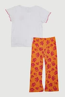 Baby Girls 12-24M Floral Graphic Tee and Flared Leggings, White,