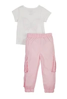 Baby Girls 12-24M Butterfly Tie Front Tee and Cargo Pants, Multi, Size 12M