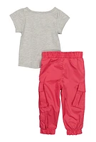 Baby Girls 12-24M Chill Out Bear Tee and Cargo Joggers, Pink, Size 18M