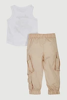 Baby Girls 12-24M Always Extra Graphic Tank Top and Cargo Joggers, Multi,