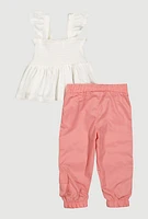 Baby Girls 12-24M Peplum Top and Cargo Joggers, Multi, Size 24M