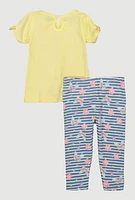 Baby Girls 12-24M Butterfly Flower Graphic Top and Leggings, Multi,