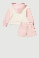 Baby Girls 12-24M No More Rules Bear Hoodie and Sweatshorts, Pink, Size 24M