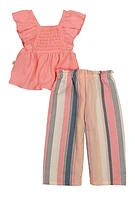 Baby Girls 12-24M Smocked Blouse and Pants, Pink, Size 24M