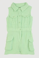 Baby Girls 12-24M Gauze Knit Cargo Pocket Romper, Green,