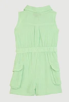 Baby Girls 12-24M Gauze Knit Cargo Pocket Romper, Green,