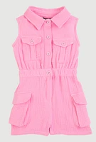 Baby Girls 12-24M Gauze Knit Cargo Pocket Romper, Pink, Size 18M