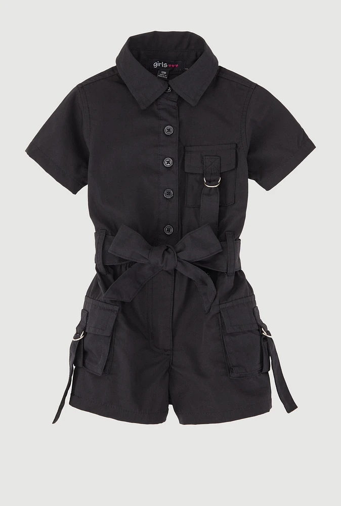 Baby Girls 12-24M Tabbed Cargo Pocket Romper, 12M